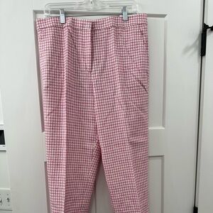 Ann Taylor pink and white ankle pants.